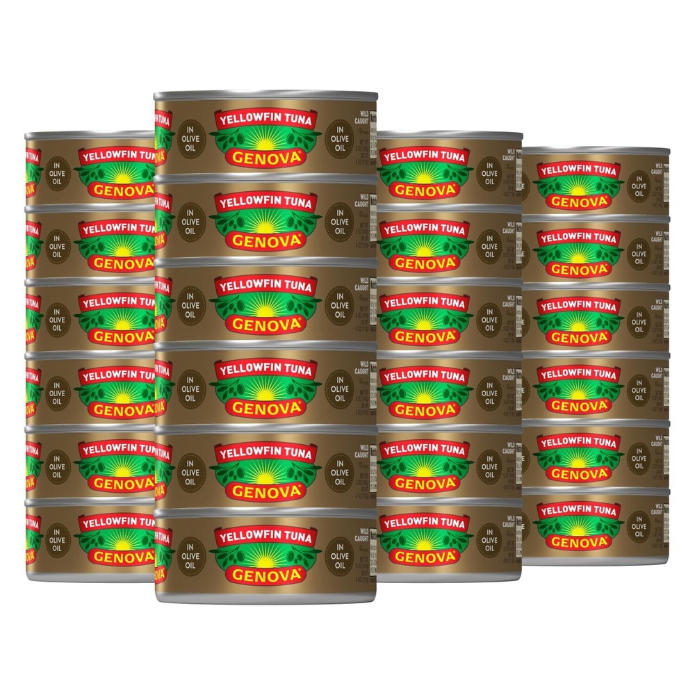 Genova Premium Yellowfin Tuna in Olive Oil 5 Ounce Cans Pack of 24 Wild Caugh…
