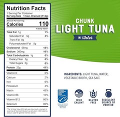 Chunk Light Tuna in Water, 5 oz Cans (Pack of 48) – Wild Caught Tuna – 22g Pr…