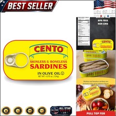 Skinless Boneless Sardines in Olive Oil, 4.375 Oz – High Protein & Gluten Free