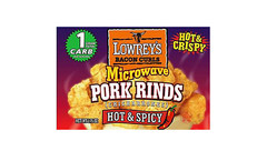 Lowreys Bacon Curls Microwave Pork Rinds, Hot & Spicy, 1.75oz, 18 Pack