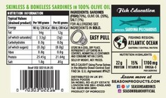 Season Sardines| Skinless & Boneless, Gluten Free, Keto, Paleo, Kosher, Omega-3