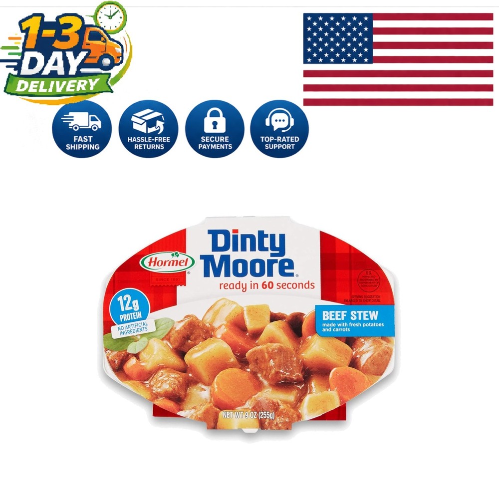 Hearty 9-Ounce HORMEL Beef Stew – 6-Pack of Thick, Lip-Smacking Gravy Meals