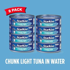 StarKist Chunk Light Tuna in Water, 5 oz (8 Pack) Canned Tuna Fish, Wild Caught,