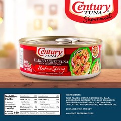 Century Tuna Hot & Spicy Flaked Light Tuna in Oil (6PK)