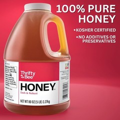 Thrifty Bee Honey, 80 Ounce (5 LB) Large Bulk Honey Jug