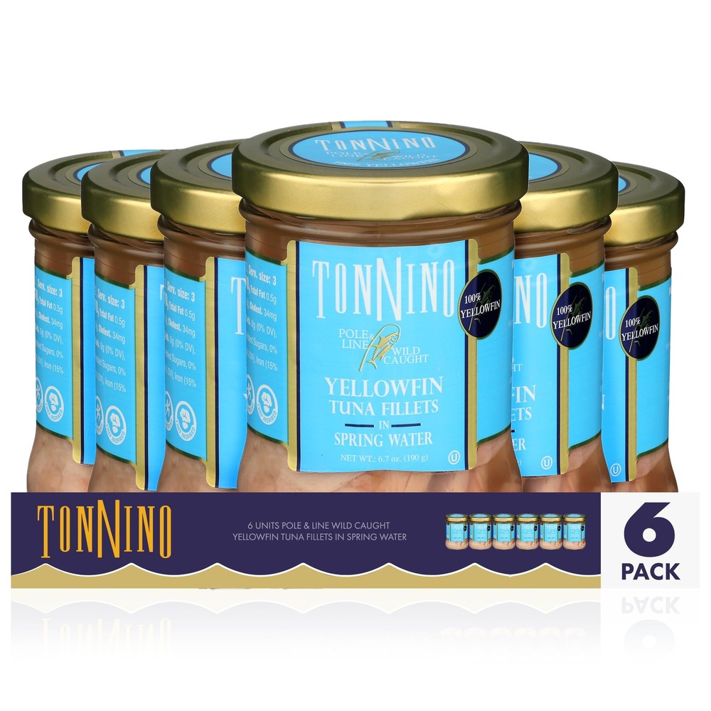 Tonnino Tuna Fish Yellowfin Pole&Line Spring Water – Pack of 6 – Alternative…