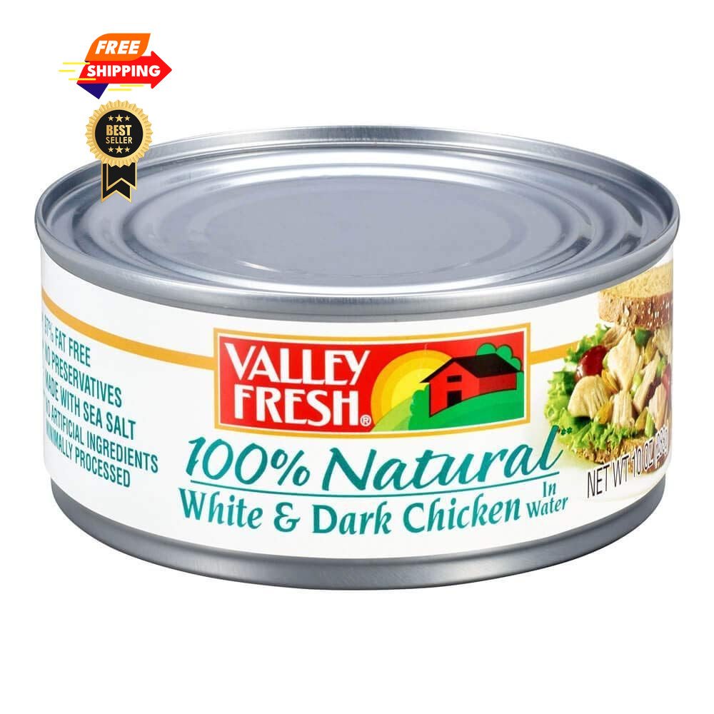 VALLEY FRESH, Chuck Chicken in Water, White & Dark, 10 10 Ounce (Pack of 12)