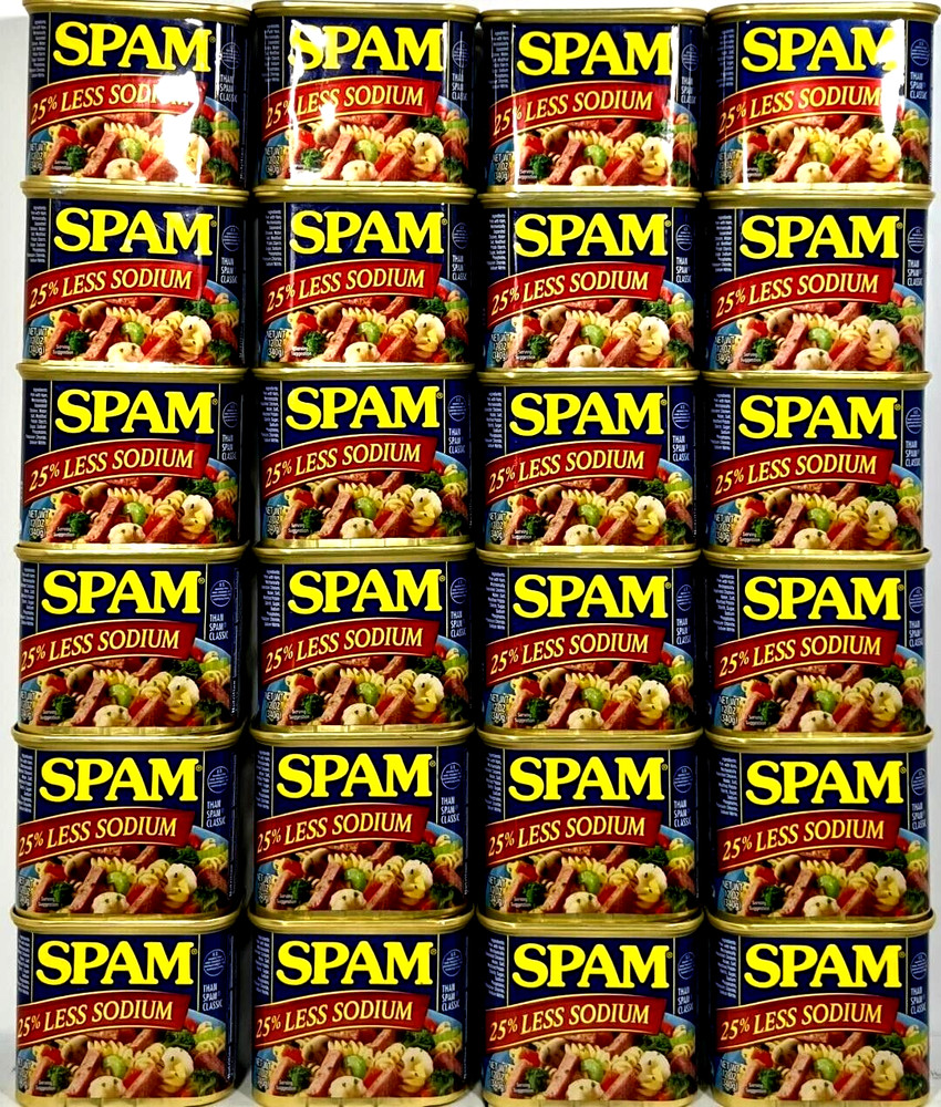 Spam 25% Less Sodium Luncheon Meat 12 oz (Pack of 24)~9/2025