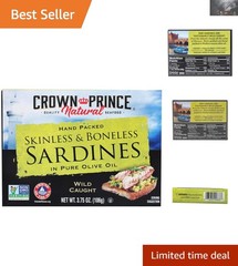 Ready-to-Eat Crown Prince Skinless Sardines in Olive Oil – 3.75 oz Gourmet Snack