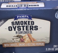 SMOKED OYSTERS IN SUNFLOWER OIL Pampa ( 12 Pk – 3 OZ. TINS) Exp.2027 ( 12 Cans