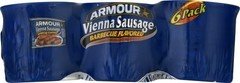 Armour Star Vienna Sausage, Barbecue Flavored, Canned Sausage, 4.6 oz (Pack of 6