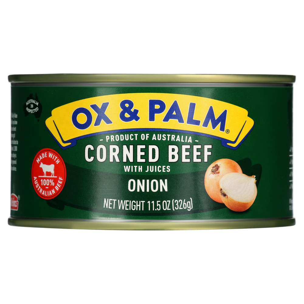 Ox & Palm corned Beef onion Flavored 11.5 oz can..