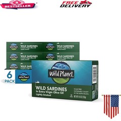 Wild Planet Sardines in Extra Virgin Olive Oil – Keto & Paleo, 4.4oz, 6 Pack