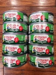 10 PACK CANS CHICKEN OF THE SEA CHUNK LIGHT TUNA IN OIL NET WT 5 OZ EA. 12/2025