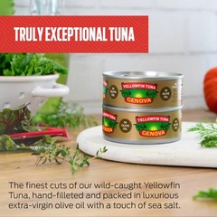 Genova Premium Yellowfin Tuna in Olive Oil, 5 Ounce Cans Pack of 12, Wild Cau…