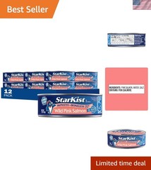 Wild Pink Salmon, Skinless, Boneless, 5oz Can, 12-Pack | 19g Protein Per Serv…