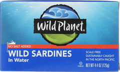 Wild Planet Wild Sardines in Water, No Salt Added, Tinned Fish, Sustainably Wild