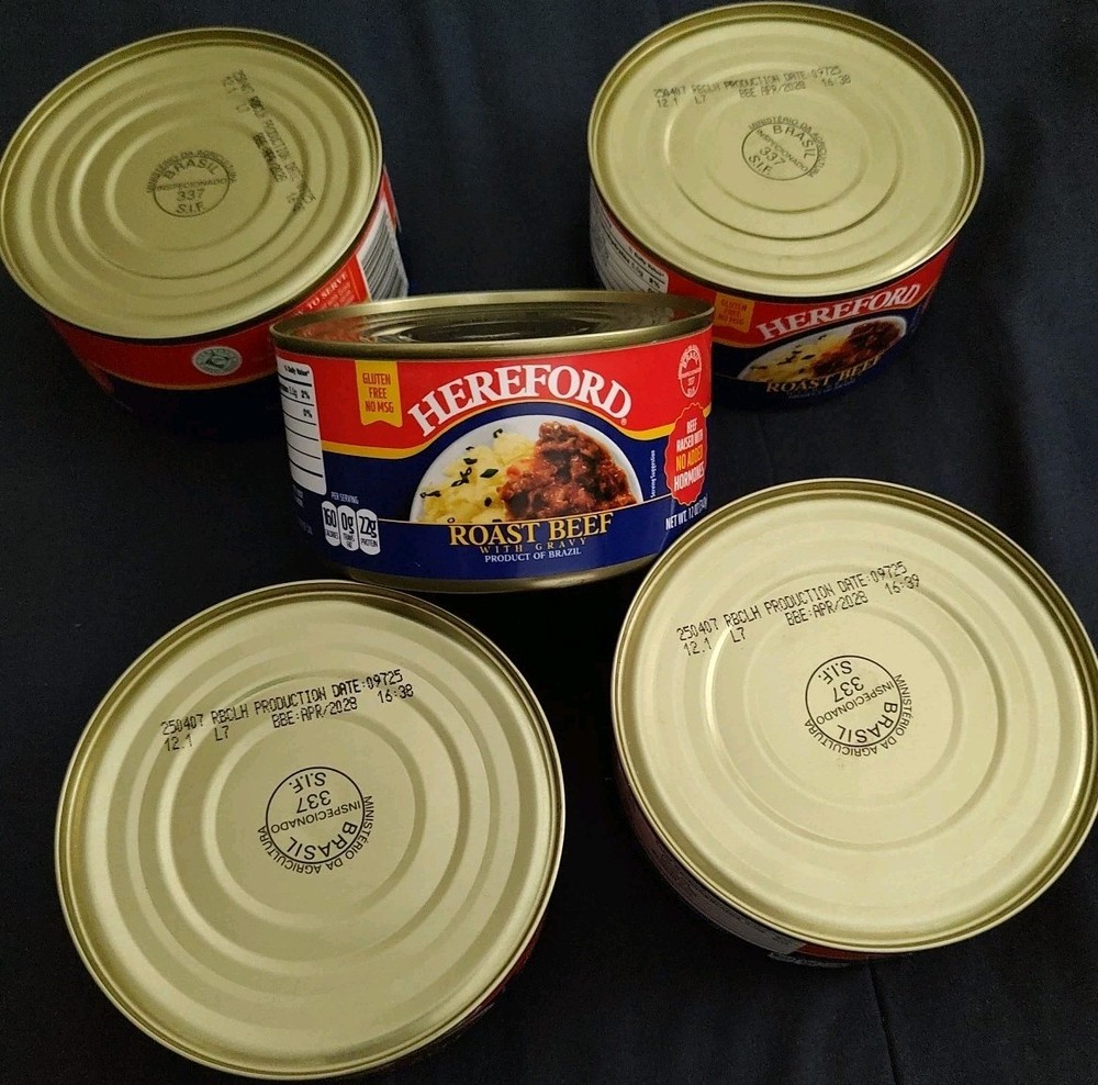 5 HereFord Roast Beef Gravy Cooked Can Canned Meat Ready To Eat 12 oz EXP6/28