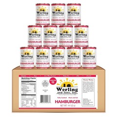 Pack of 12 Werling Meats Fully Cooked Ground Beef – Easy Heat & Eat Convenience