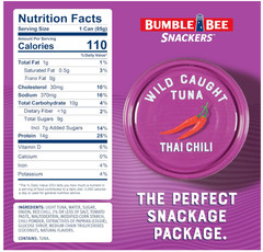 Bumble Bee Snackers Thai Chili – 14g Protein per Serving – No Draining, Ready to