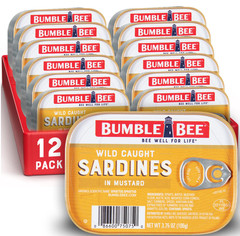 Bumble Bee Sardines in Mustard Sauce, 3.75 Oz Tin (Pack of 12) – Wild Caught, Gl