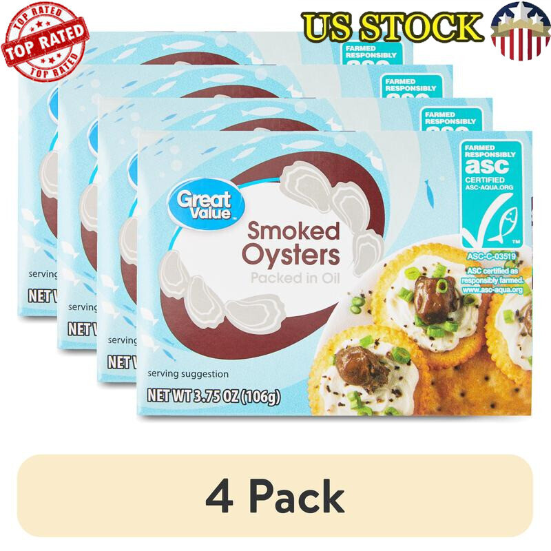 Smoked Oysters Packed in Oil High Protein Low Calorie Appetizer 4 Pack New