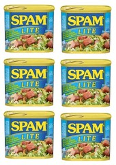 6 Pack SPAM Lite 50% less fat, 25% less sodium and 33% Fewer calories 12 oz Cans