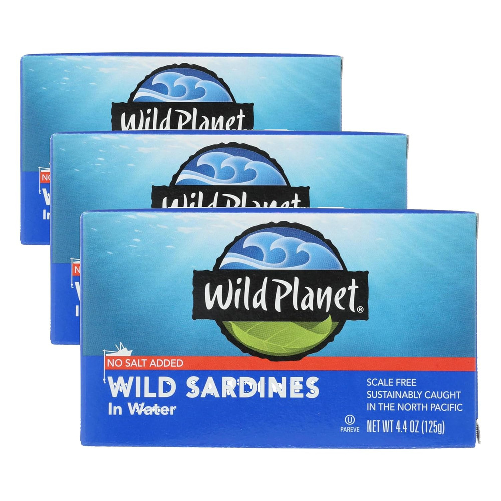 Wild Planet Wild Sardines in Water, No Salt Added, Tinned Fish, Sustainably Wild