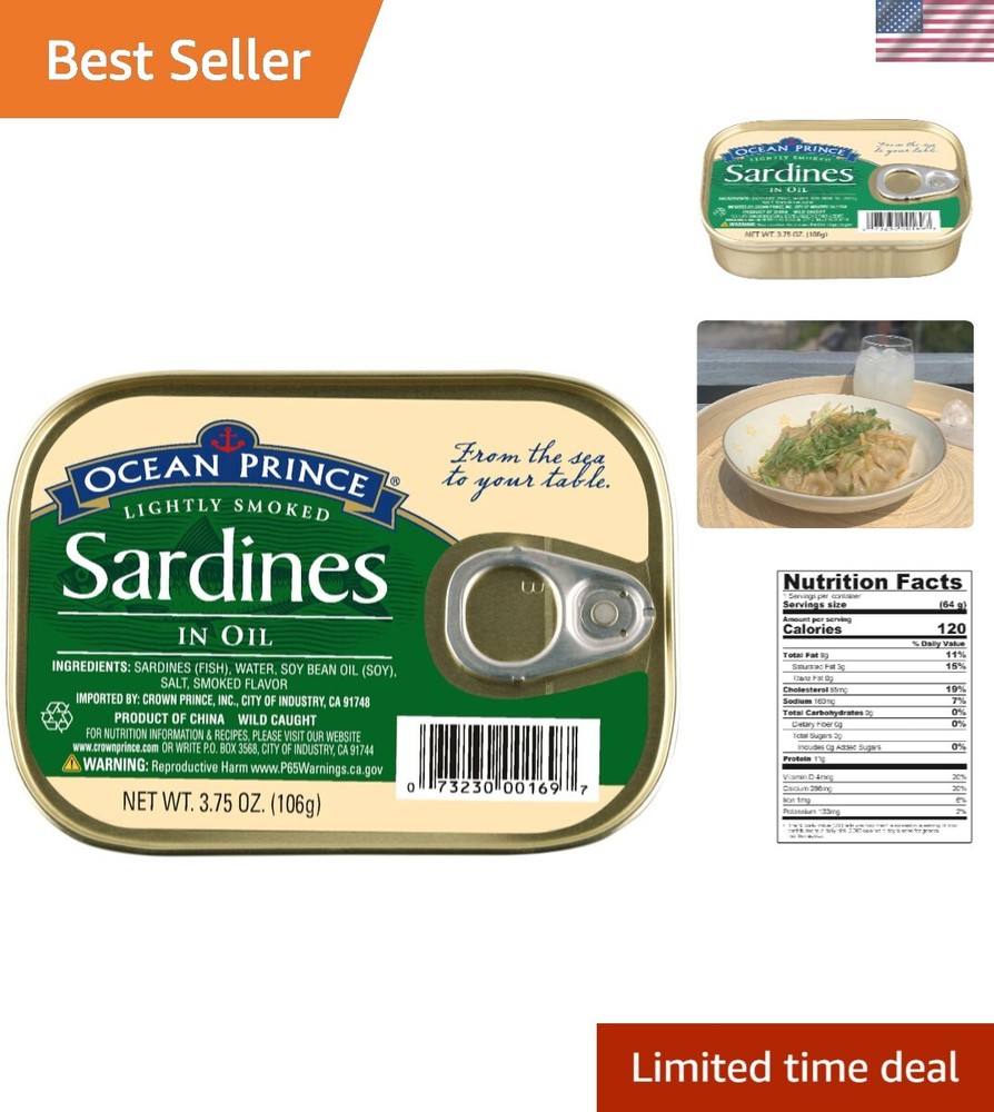 Canned Ocean Prince Sardines – 3.75 Oz Cans, Rich Source of Omega-3 Nutrition