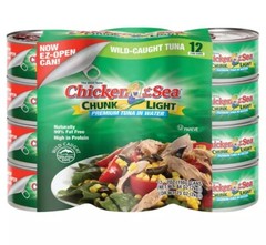 12 Packs Chicken of the Sea Chunk Light Premium Tuna in Water 7oz each FREE SHIP