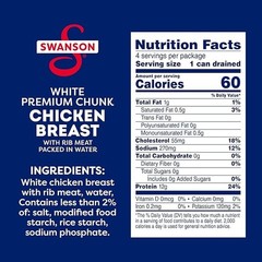 Swanson White Premium Chunk Canned Chicken Breast in Water, 4.5 Oz (4 Pack)