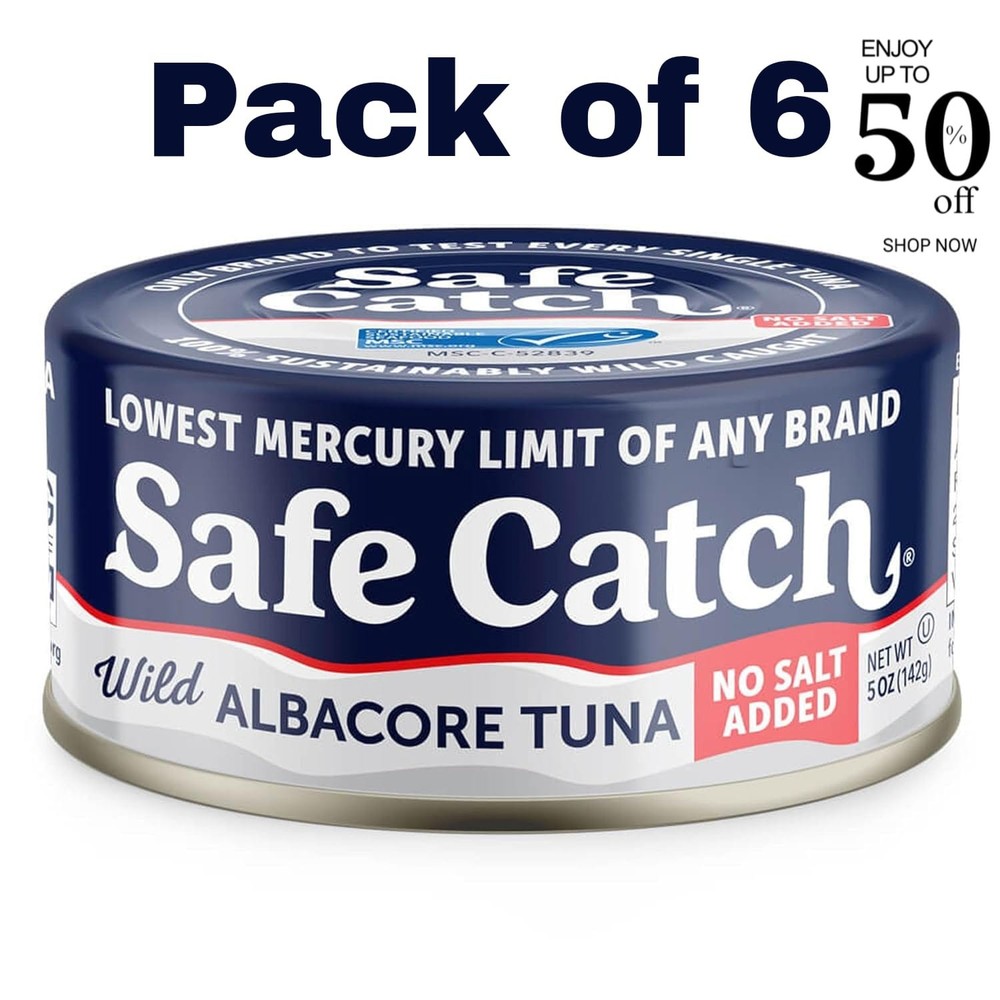 Safe Catch Canned Lowest Mercury Limit Albacore Tuna Fish No Salt Added, Wild…