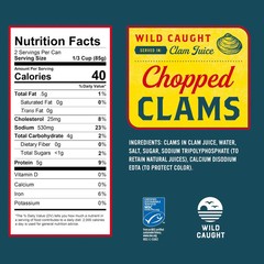 Snow’s Wild Caught Chopped Clams Canned, 6.5 oz Can (Pack of 12) – 5g Protein