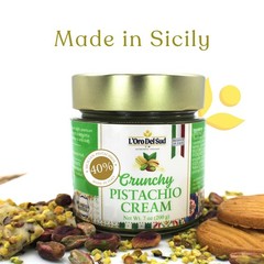 , Italian Pistachio Cream (Crunchy), 40% Pistachios– Sweet Sicilian Pistachio…