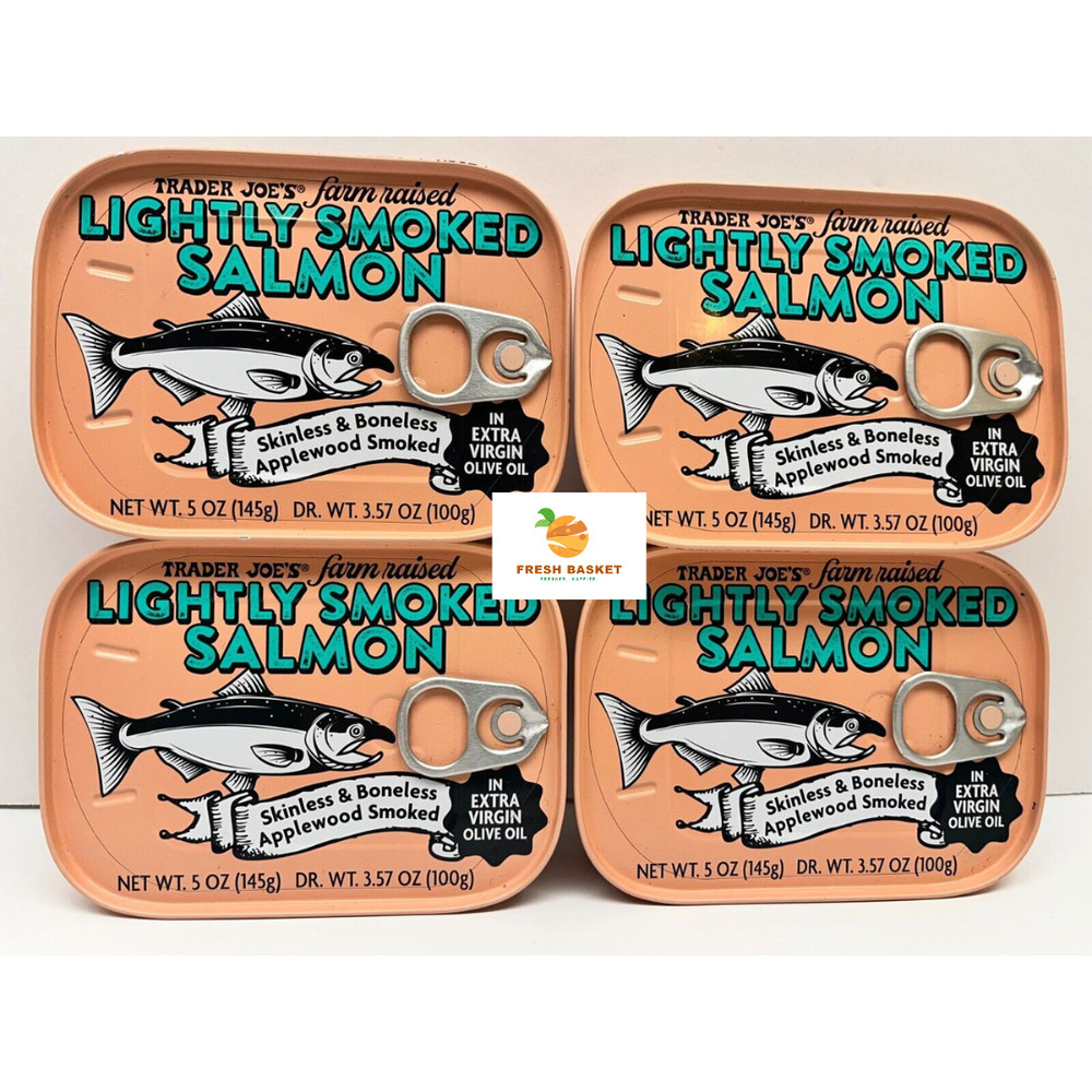 4-Pack Trader Joe’s Light Applewood smoked Salmon 5 oz Each Skinless Boneless
