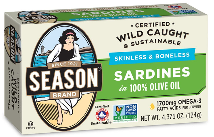 Season Skinless/Boneless Sardines in Olive Oil (Pack of 4) 4.375 oz Cans