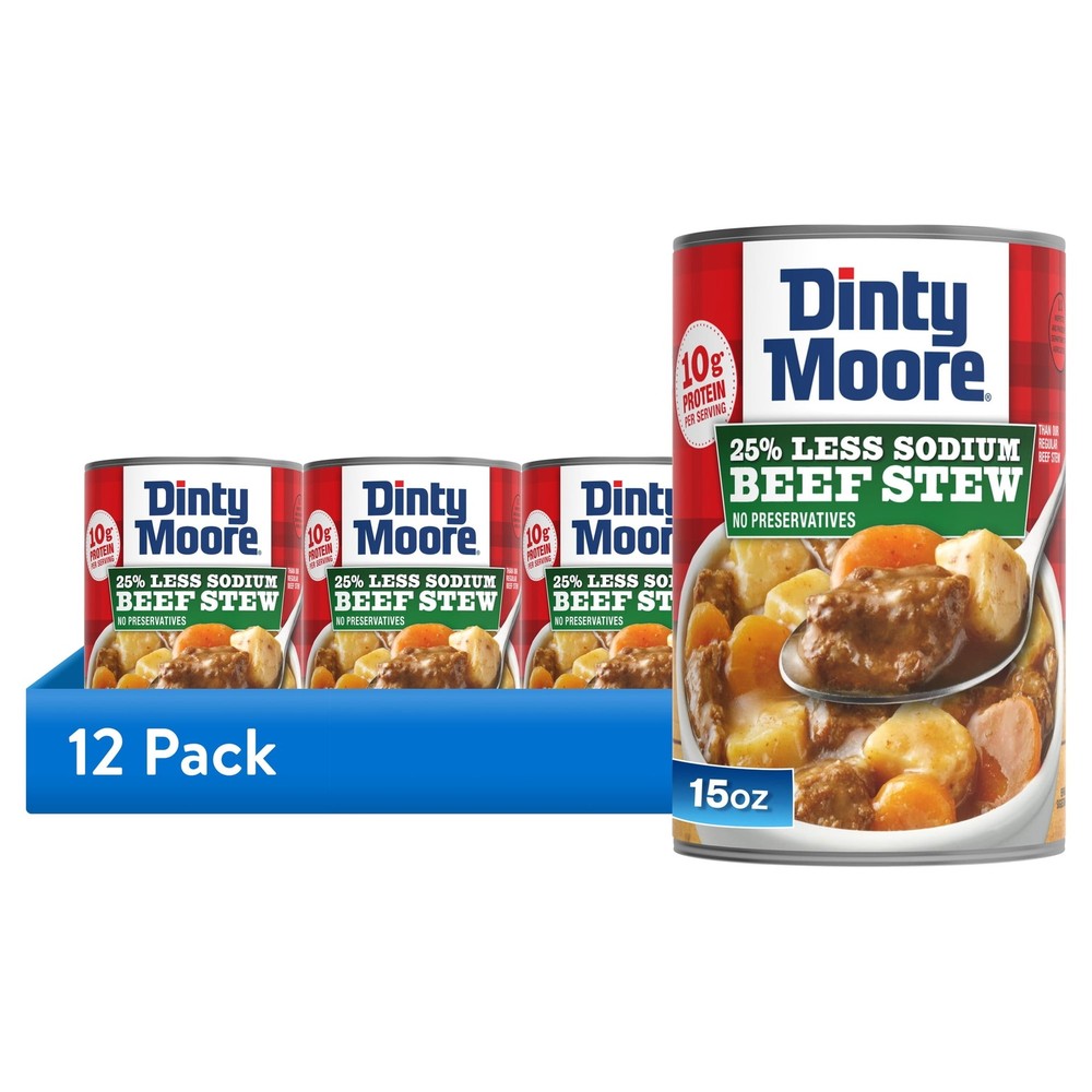 12 pack DINTY MOORE Beef Stew 25% Less Sodium 15oz Can