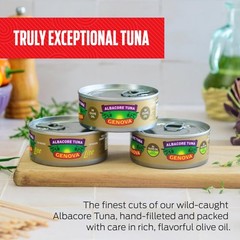 Genova Premium Albacore Tuna in Olive Oil 5 oz. Cans Pack of 12 Wild Caught
