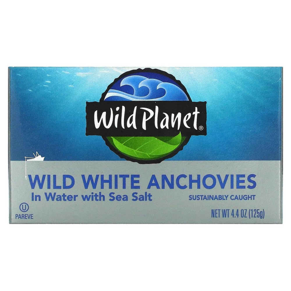 Wild Planet, Wild White Anchovies in Water With Sea Salt, 4.4 oz, Non-GMO
