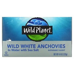 Wild Planet, Wild White Anchovies in Water With Sea Salt, 4.4 oz, Non-GMO