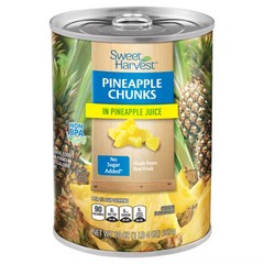 Sweet Harvest Pineapple Chunks in 100% Pineapple Juice, 20 oz Can – Pack of 3