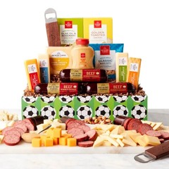 HICKORY FARMS GIFT BASKETS SUMMER SAUSAGE SOCCER FIFA GAME SNACKS CHEESE MUSTARD