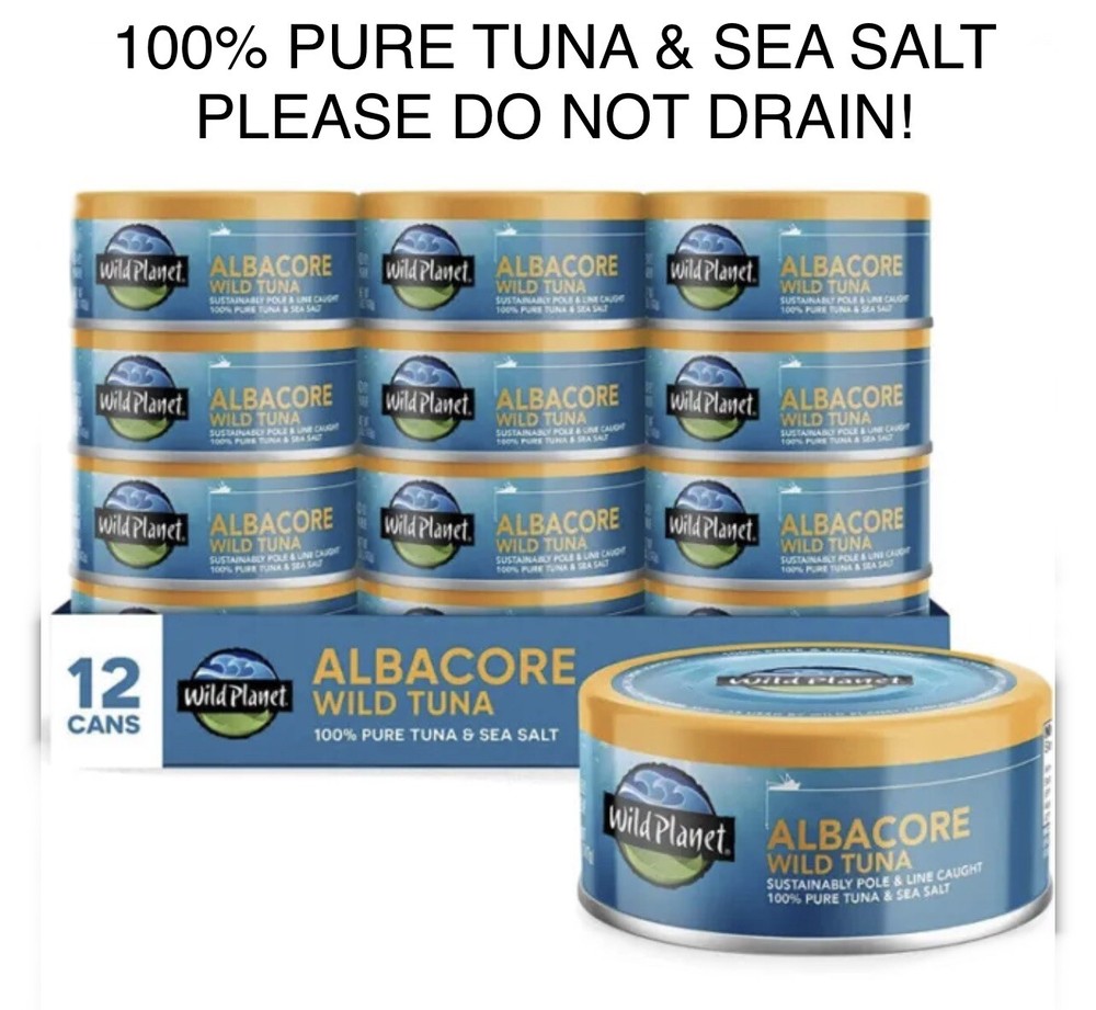 24 Wild Planet ALBACORE WILD TUNA & Sea Salt Only! NO FILLERS Pole & Line Caught