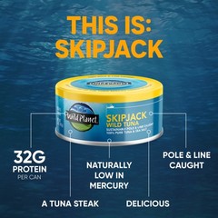 Skipjack Wild Tuna in Sea Salt, Canned Tuna, 5 oz Can (Pack of 4)