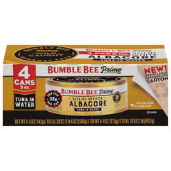 Prime Solid White Albacore Tuna in Water, 5 Oz Cans (Pack of 4) – Premium Wild C
