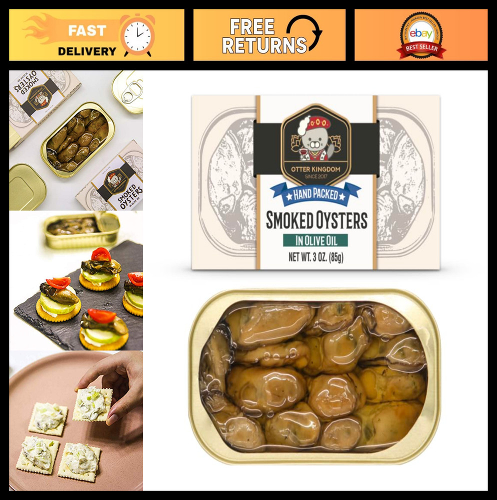 Premium Smoked Oysters in Olive Oil – 3oz Cans, Pack of 12, Gourmet Seafood Trea