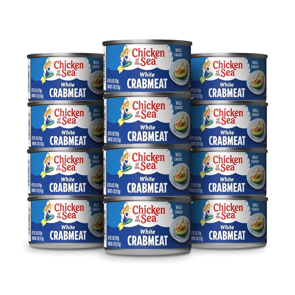 Wild Caught White Crab Meat, 6 oz Cans, 12-Count – High Calcium, High Protein…