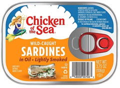 Chicken of the Sea Sardines: In Oil, Lightly Smoked (Pack of 4) 3.75 oz Cans
