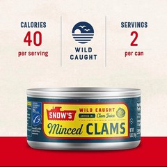 Wild Caught Minced Clams Canned, 6.5 Oz Can (Pack of 12) – 5G Protein per Servi