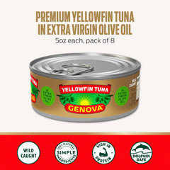 Premium Yellowfin Tuna in Extra Virgin Olive Oil with Sea Salt, 5 Ounce Cans (Pa